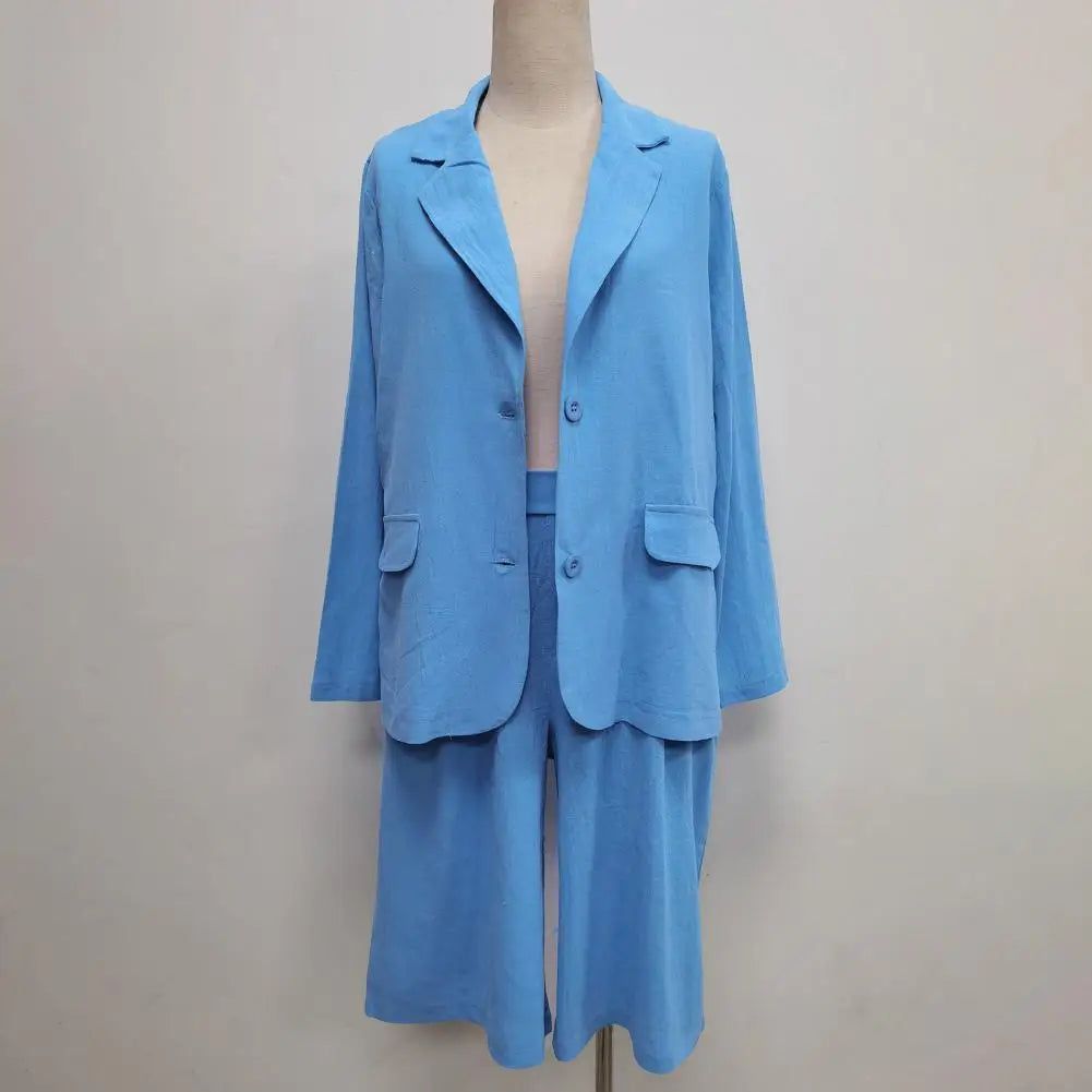 Cotton Linen Temperament Blazer Shorts Women&