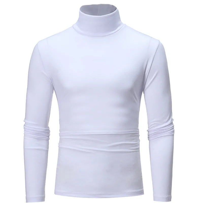 Turtleneck For Men Solid Color Slim Elastic Thin Pullover Spring Autumn Underwear Turtleneck Men Knitting Blouse Base Tshirt Top - MyEmpired