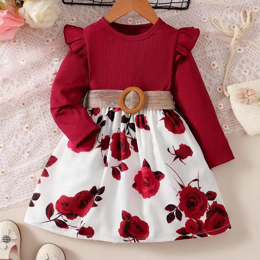 1-7 Years Children Girls New Year Dress Red