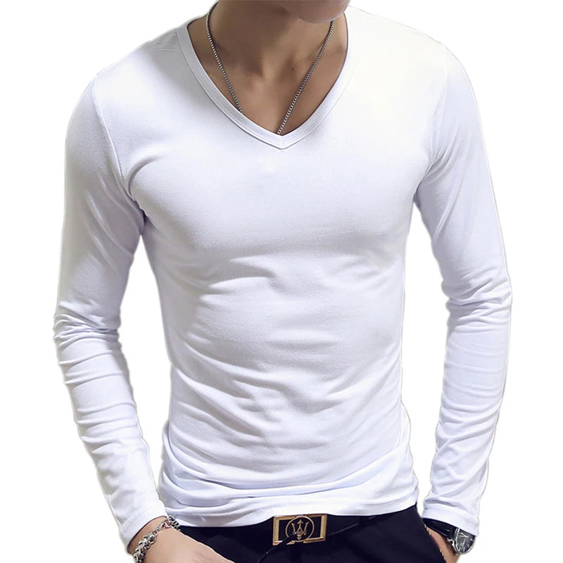 Turtleneck For Men Solid Color Slim Elastic Thin Pullover Spring Autumn Underwear Turtleneck Men Knitting Blouse Base Tshirt Top - MyEmpired