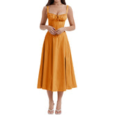 Women y2k Square Neck Lace Trim Boho Long Maxi Dress Floral Sleeveless Low Cut Split Side Bodycon Corset Sundress Streetwear - MyEmpired