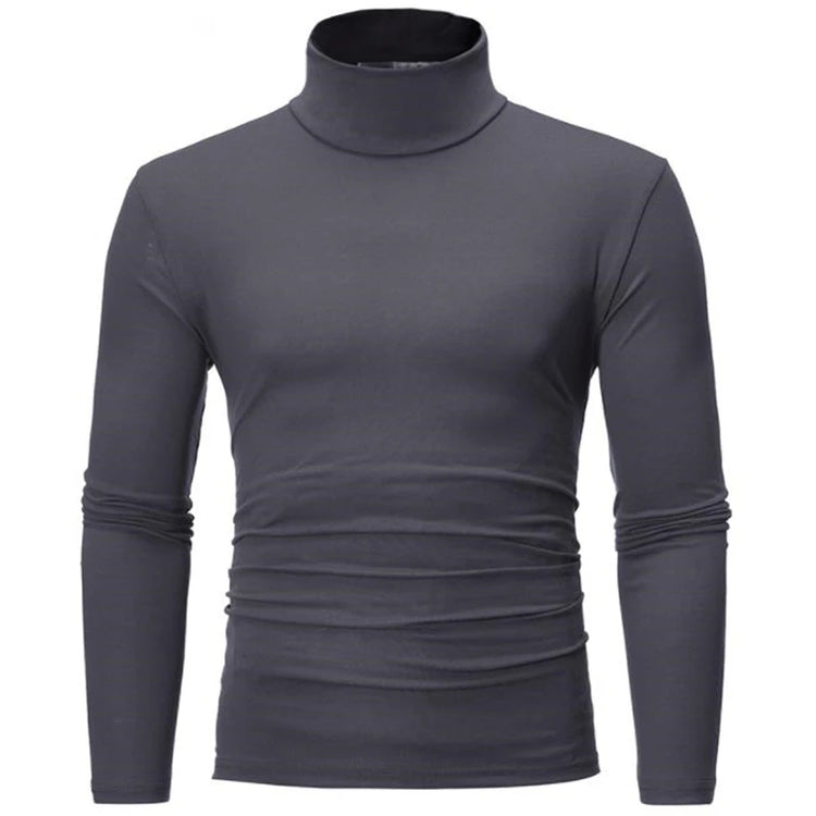 Turtleneck For Men Solid Color Slim Elastic Thin Pullover Spring Autumn Underwear Turtleneck Men Knitting Blouse Base Tshirt Top - MyEmpired