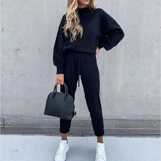 Sweatshirt Sweatpants Suit Elastic Waist Lady Sweatshirt Trousers Suit Long Sleeves Lady Sweatshirt Trousers Suit - MyEmpired