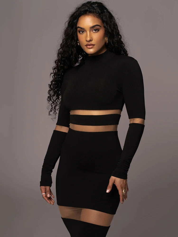 Articat Mesh Patchwork Perspective Long Sleeve - MyEmpired