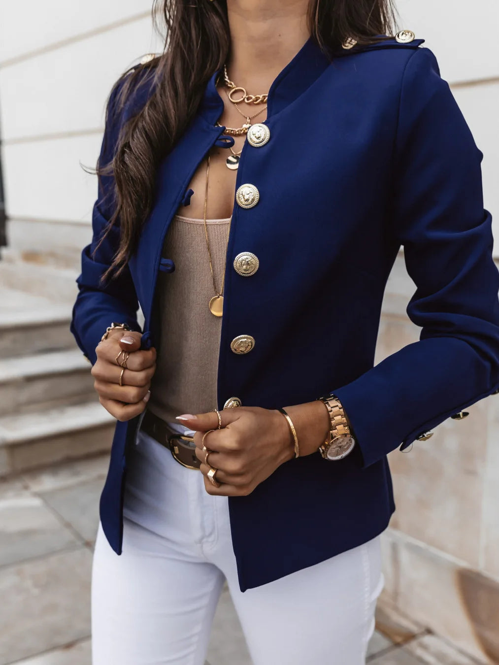 Casual O-neck Long Sleeve Jacket Outerwear Office Lady Spring Autumn Fashion Elegant Solid Blazer Coat For Women 2024 Female Top - MyEmpired