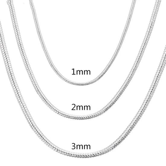 45-60cm Silver Color 1MM/2MM/3MM solid Snake Chain Necklace - MyEmpired