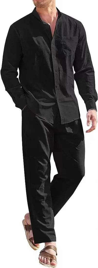 Mens Casual Linen Two Piece Sets - MyEmpired