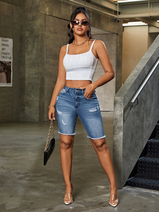Girl Wind Broken Hole Design Jeans - MyEmpired