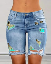 Ripped 2-In-1 Denim Skinny Shorts - MyEmpired