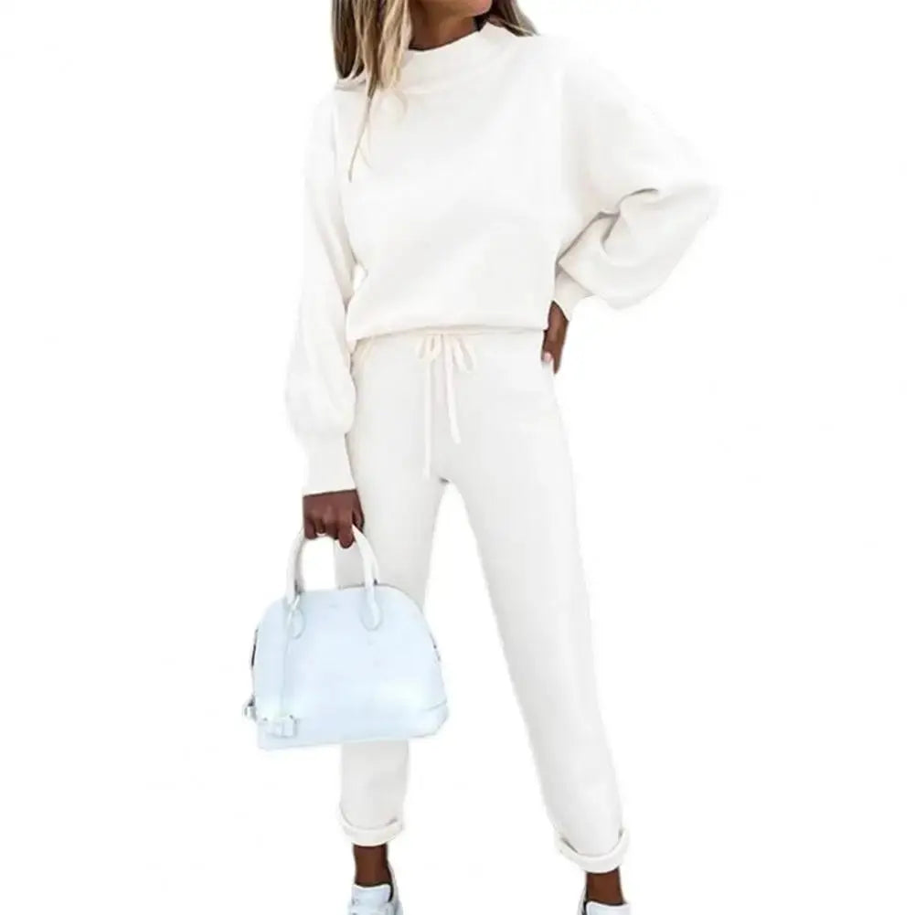 Sweatshirt Sweatpants Suit Elastic Waist Lady Sweatshirt Trousers Suit Long Sleeves Lady Sweatshirt Trousers Suit - MyEmpired