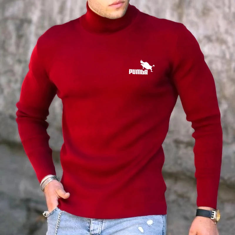 Spring Autumn Winter Men's Cotton Cashmere Bottoming Shirt High Elastic Men's Casual Long Sleeve Sports Turtleneck Top