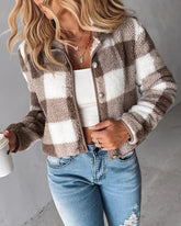 New Independent Design Retro Versatile Long Sleeved Single Breasted Spring And Autumn Maillard Color Checkered Plush Short Jacke - MyEmpired