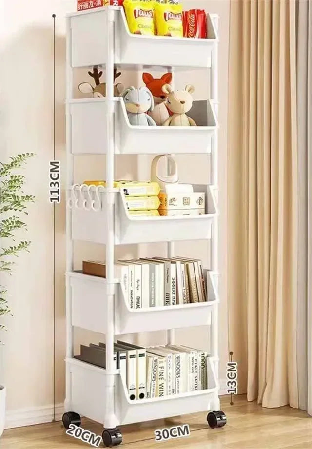 Trolley Bookshelf Kitchen Storage Slit Storage Cabinet Bathroom Living Room Home Organizer Rack Kitchen Corner Narrow - MyEmpired