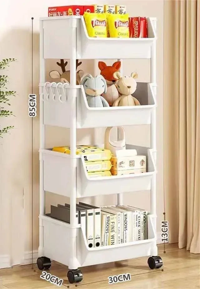 Trolley Bookshelf Kitchen Storage Slit Storage Cabinet Bathroom Living Room Home Organizer Rack Kitchen Corner Narrow - MyEmpired