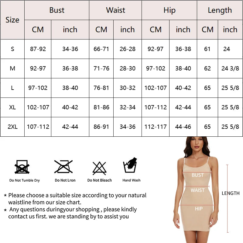 Women Seamless Shapewear Control Slips for Under Dresses Smooth Body Shaper Tummy Control Full Slip Slimming Cami Slip