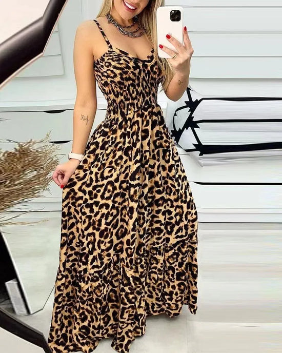 Vestidos Largos Leopard Print T-shirt Dress, Sexy Temperament Long Dress, Elegant, Summer, 2024 Elegant And Sexy Women Clothing - MyEmpired