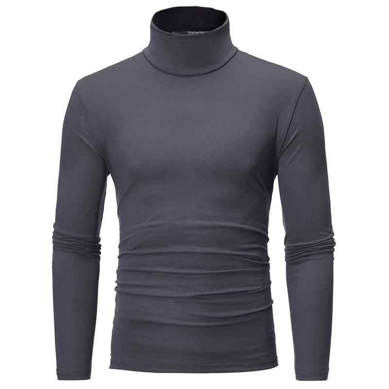 Turtleneck For Men Solid Color Slim Elastic Thin Pullover Spring Autumn Underwear Turtleneck Men Knitting Blouse Base Tshirt Top - MyEmpired