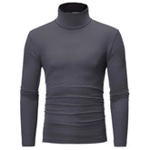 Turtleneck For Men Solid Color Slim Elastic Thin Pullover Spring Autumn Underwear Turtleneck Men Knitting Blouse Base Tshirt Top - MyEmpired
