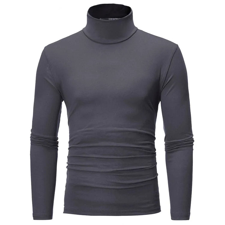 Turtleneck For Men Solid Color Slim Elastic Thin Pullover Spring Autumn Underwear Turtleneck Men Knitting Blouse Base Tshirt Top - MyEmpired