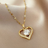 Artificial Gems Heart Pendant Necklace - MyEmpired