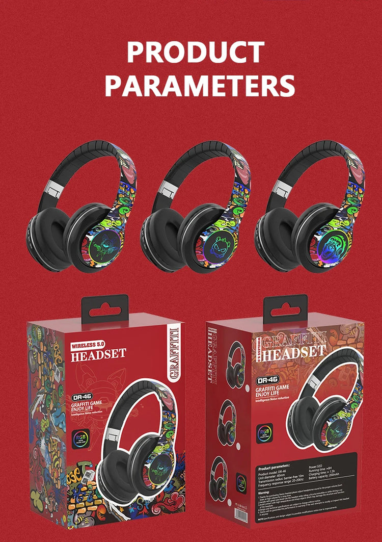 Glowing Bluetooth Headphones Graffiti Wireless Earphones - MyEmpired