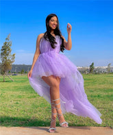 Elegant Mesh Tulle Wedding Party Dress for Women Strapless Off Shoulder High Waist Evening Gowns Formal Occasion Prom Dresses - MyEmpired