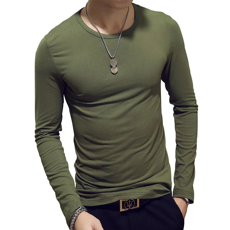 Turtleneck For Men Solid Color Slim Elastic Thin Pullover Spring Autumn Underwear Turtleneck Men Knitting Blouse Base Tshirt Top