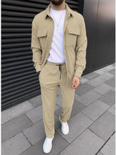 buckle lapel double pocket long sleeve two-piece casual - MyEmpired
