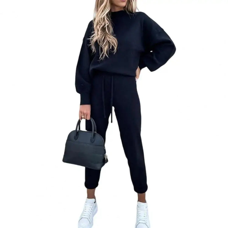 Sweatshirt Sweatpants Suit Elastic Waist Lady Sweatshirt Trousers Suit Long Sleeves Lady Sweatshirt Trousers Suit - MyEmpired