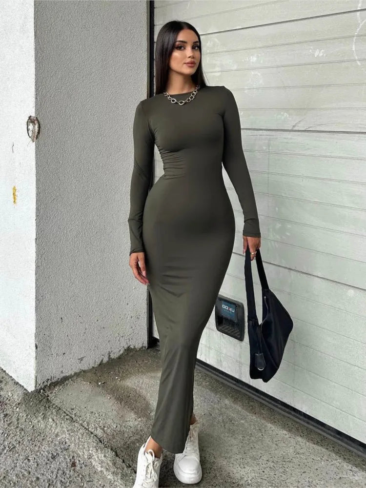 Classic Black Dress Round Neck Long-sleeved - MyEmpired