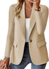 Fashionable Casual Women Blazer 2024 Spring Autumn New Solid Color Turn Down Collar Long Sleeve Suit Coat Elegant Office Lady - MyEmpired