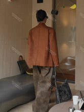 Winter Curved Pocket Oversized Blazer Suede Jacket Brown Green Loose Straight Coat For Women - MyEmpired