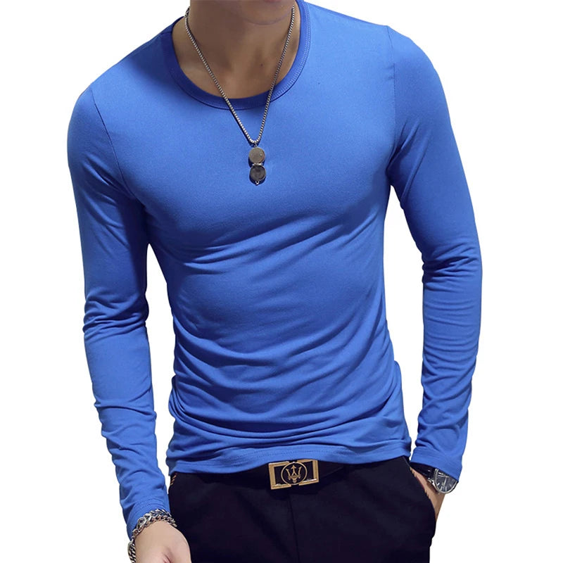 Turtleneck For Men Solid Color Slim Elastic Thin Pullover Spring Autumn Underwear Turtleneck Men Knitting Blouse Base Tshirt Top