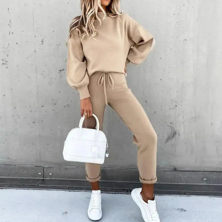 Sweatshirt Sweatpants Suit Elastic Waist Lady Sweatshirt Trousers Suit Long Sleeves Lady Sweatshirt Trousers Suit - MyEmpired