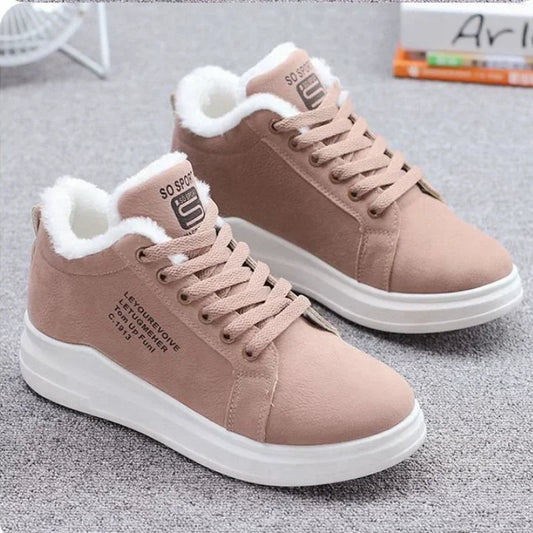 2024 Winter Women Ankle Boots Woman Warm Plush Vulcanized Shoes Casual  Walking Sneakers Female Flats Lace-up Ladies Snow Shoes