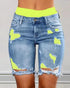 Ripped 2-In-1 Denim Skinny Shorts - MyEmpired
