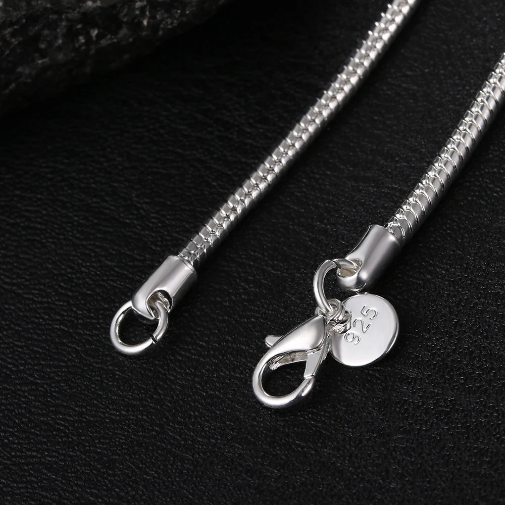 45-60cm Silver Color 1MM/2MM/3MM solid Snake Chain Necklace