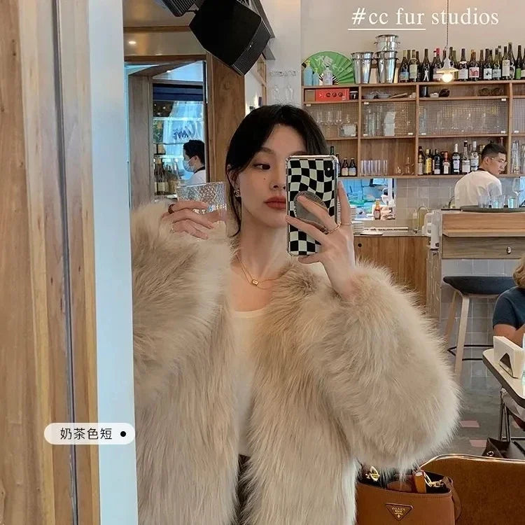 Faux Fur Coat Womens Clothing 2024 New Fashion Casual Imitation Fox Fur Coat Female Short Loose Comfortable Winter Jacket - MyEmpired