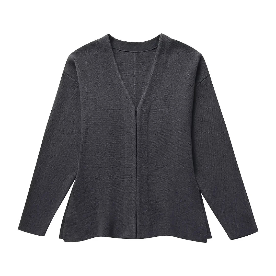 TRAFZA 2024 Spring Summer Sexy Solid Knitted Women Suits Fashion Nightclub V Neck Single Breasted Shirts+Chic Mini Pencil Skirts - MyEmpired