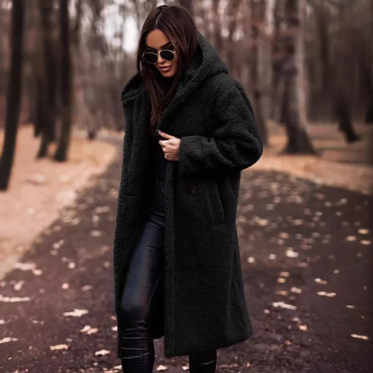 Keep Warm Single Button Coats Blends Solid Color Pockets Long Coats Jackets Autumn and Winter Long-sleeved Woolen Women's Coat