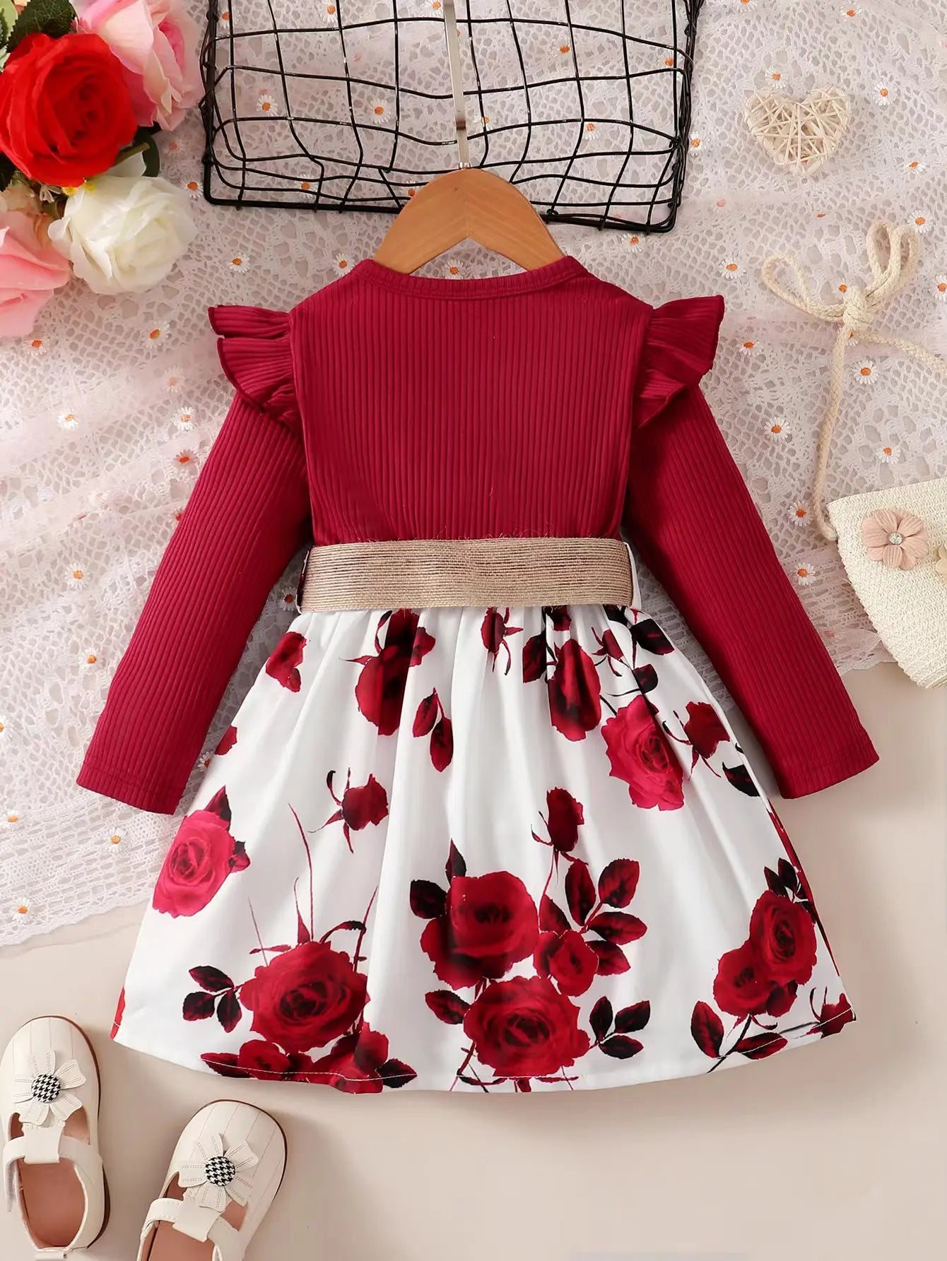 1-7 Years Children Girls New Year Dress Red