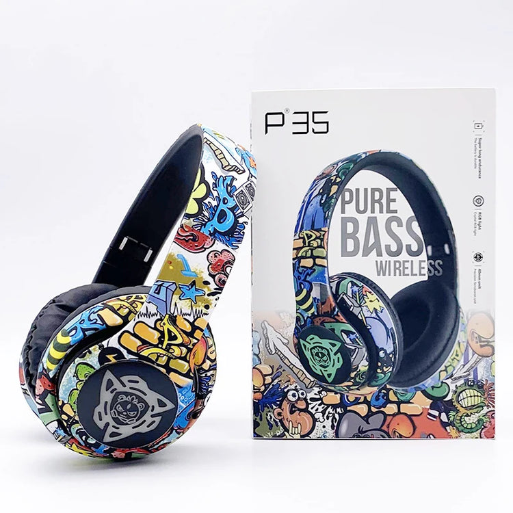 LED Graffiti Foldable Wireless Bluetooth Headphones - MyEmpired