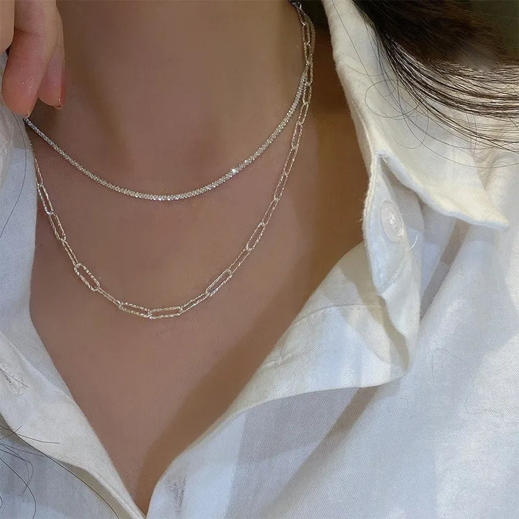 Necklace Silver Color Sparkling - MyEmpired