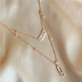 Luxury Silver-color AAA Zircon Choker Two-Layers Necklace Simple Shiny Pendants For Women Fine Jewelry - MyEmpired
