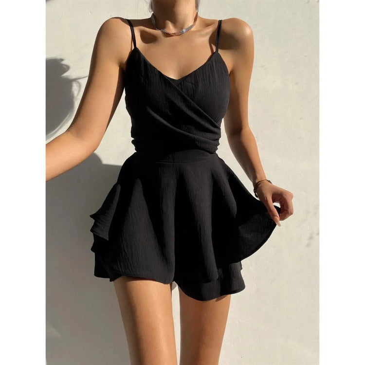 Suspender V-Neck Sexy Mini Short - MyEmpired