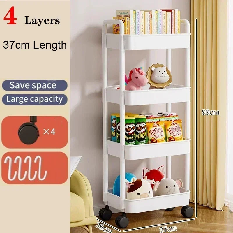 Mobile Storage Rack Trolley Household Kitchen Multifunctional Cart With Wheels Rack Bedroom Multi-Layer Storage Home Accessories - MyEmpired