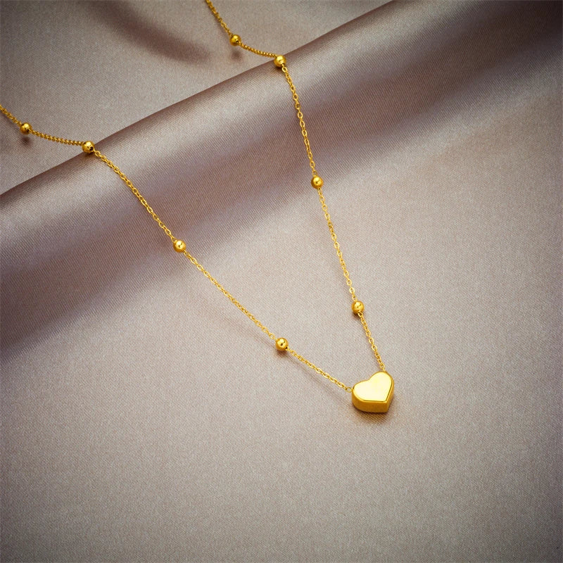 XIYANIKE 316L Stainless Steel Gold Color Love Heart Necklaces For Women Chokers 2021Trend Fashion Festival Party Gift Jewelry - MyEmpired