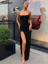 Nibber red black New year christmas party long dresses women spring Basic bodycon lace up stretch Slim midi dresses femme - MyEmpired