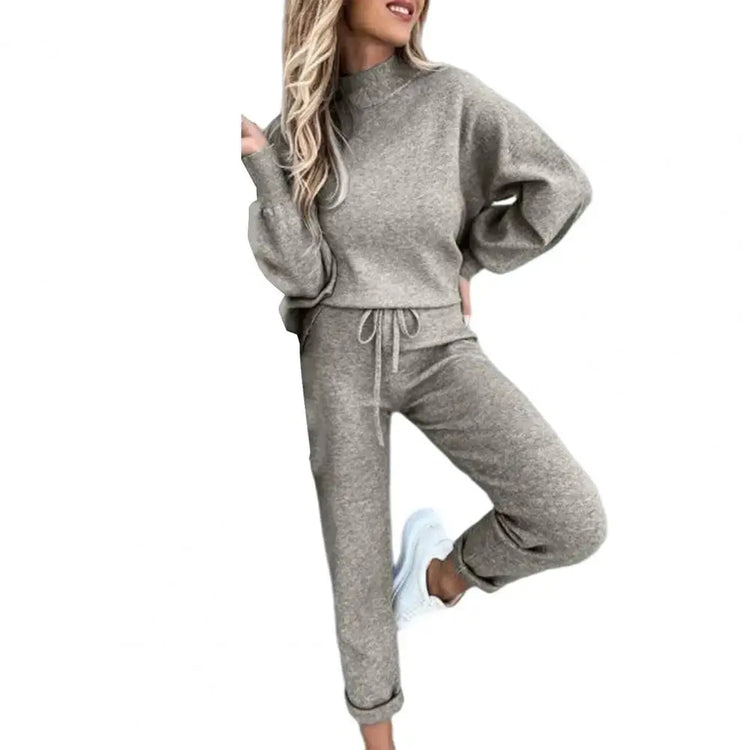 Sweatshirt Sweatpants Suit Elastic Waist Lady Sweatshirt Trousers Suit Long Sleeves Lady Sweatshirt Trousers Suit - MyEmpired