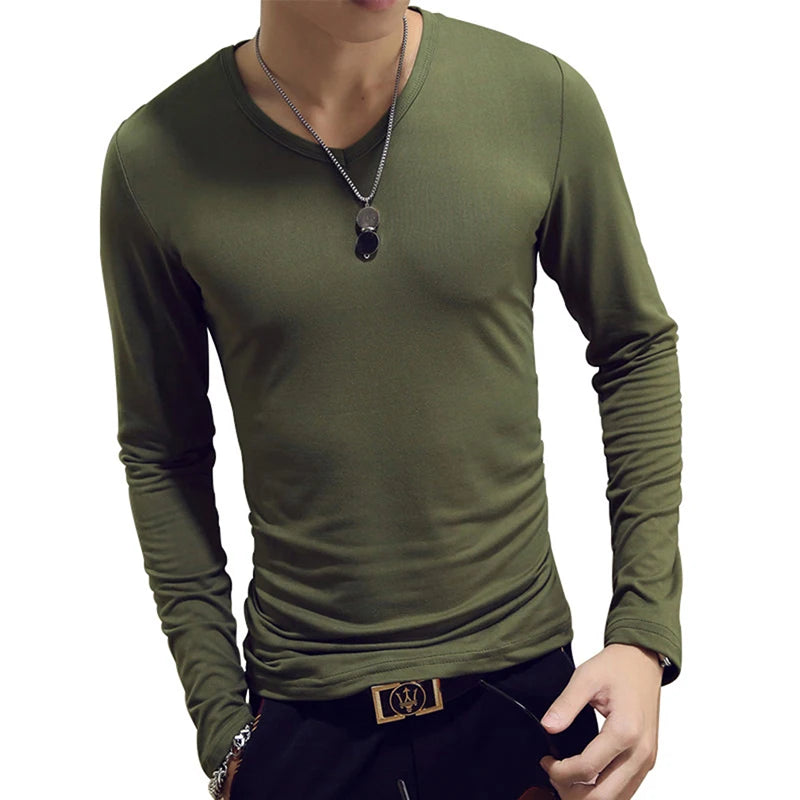 Turtleneck For Men Solid Color Slim Elastic Thin Pullover Spring Autumn Underwear Turtleneck Men Knitting Blouse Base Tshirt Top - MyEmpired